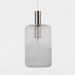 First Choice Lighting Clear And Brushed Chrome Fluted Glass Design Pendant - thumbnail 4