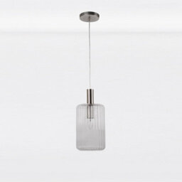 First Choice Lighting Clear And Brushed Chrome Fluted Glass Design Pendant - thumbnail 2
