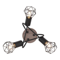 Luminosa Lighting Luminosa Xara I Multi Arm Semi Flush Ceiling Lamp Black Brown 3X E14 - thumbnail 3