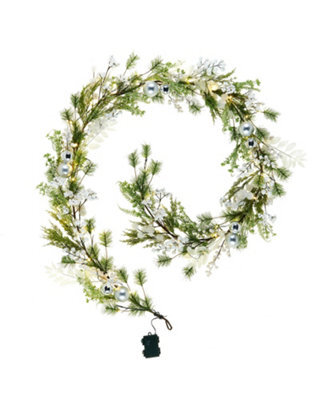 WeRChristmas 9 Ft Pre-Lit White Berry Mixed-Tip Artificial Christmas Garland, 50 Warm White Leds - image 1