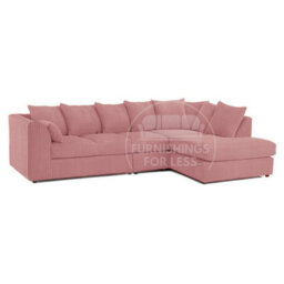 Furnishings For Less UK Luxor Pink Jumbo Cord Large 5 Seater Corner Sofa Long Right Hand Facing