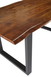 Elm Home And Products Elm Home And Garden Solid Mango Wooden Live Edge Dining Kitchen Table  Dark Oak Finish Metal 76Cm High X 150Cm Wide X 90Cm Deep - thumbnail 5