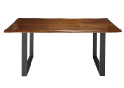 Elm Home And Products Elm Home And Garden Solid Mango Wooden Live Edge Dining Kitchen Table  Dark Oak Finish Metal 76Cm High X 150Cm Wide X 90Cm Deep - thumbnail 2