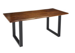 Elm Home And Products Elm Home And Garden Solid Mango Wooden Live Edge Dining Kitchen Table  Dark Oak Finish Metal 76Cm High X 150Cm Wide X 90Cm Deep - thumbnail 1