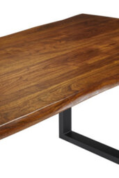 Elm Home And Products Elm Home And Garden Solid Mango Wooden Live Edge Dining Kitchen Table  Dark Oak Finish Metal 76Cm High X 150Cm Wide X 90Cm Deep - thumbnail 4