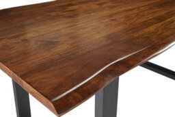 Elm Home And Products Elm Home And Garden Solid Mango Wooden Live Edge Dining Kitchen Table  Dark Oak Finish Metal 76Cm High X 150Cm Wide X 90Cm Deep - thumbnail 3