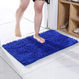 Extra Large Ultra-Soft Chenille Bath Mat - Super Absorbent & Non-Slip, Dark Blue 60 X 90 Cm