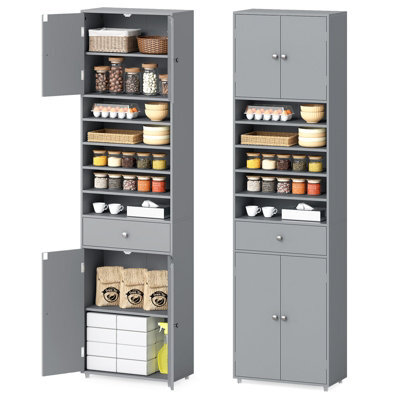 Gainoom Tall Bathroom Storage Cabinet With Drawer 180 Cm Linen Cabinet Organizer With Adjustable Shelves - image 1