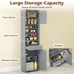 Gainoom Tall Bathroom Storage Cabinet With Drawer 180 Cm Linen Cabinet Organizer With Adjustable Shelves - thumbnail 8