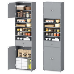 Gainoom Tall Bathroom Storage Cabinet With Drawer 180 Cm Linen Cabinet Organizer With Adjustable Shelves - thumbnail 1