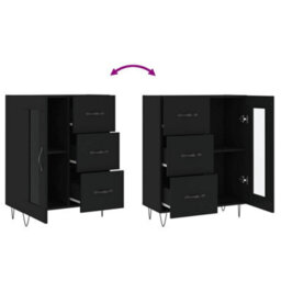 Berkfield Classic Sideboard Black 69.5X34X90 Cm Engineered Wood - thumbnail 9