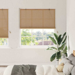 Berkfield Window Blinds & Shades With Curtains Manual Light Brown Bamboo - thumbnail 1