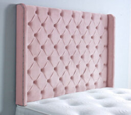 "Slumbre Chesterfield Winged Plush Velvet 5Ft Kingsize 36"" Headboard - Pink"