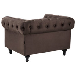 Beliani Armchair Chesterfield Velvet Dark Brown - thumbnail 5