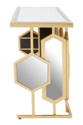 Orsina Geometric Console Table For Sitting Area, Modern Design Decorative Table, Table With Hexagonal Mirror Base - thumbnail 3