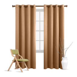 Ameha Plain Blackout Curtain 230Gsm Thick Thermal Insulated Ready Made Eyelet Beige Curtains 46''x54'' Pair With 2X Tie Backs - thumbnail 5