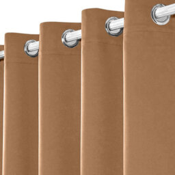 Ameha Plain Blackout Curtain 230Gsm Thick Thermal Insulated Ready Made Eyelet Beige Curtains 46''x54'' Pair With 2X Tie Backs - thumbnail 2