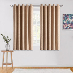 Ameha Plain Blackout Curtain 230Gsm Thick Thermal Insulated Ready Made Eyelet Beige Curtains 46''x54'' Pair With 2X Tie Backs - thumbnail 8