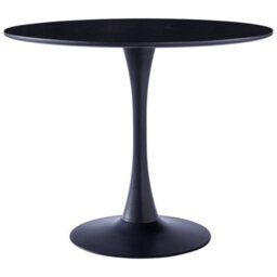 Living And Home Black Modern Round Wooden Dining Table Coffee Table With Metallic Base Dia 900mm - thumbnail 3