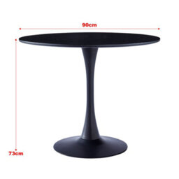 Living And Home Black Modern Round Wooden Dining Table Coffee Table With Metallic Base Dia 900mm - thumbnail 6