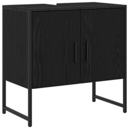 Berkfield Modern 3 Piece Bathroom Cabinet Set Black Oak Engineered Wood - thumbnail 6