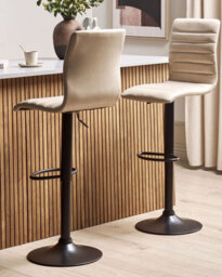 Beliani Set Of 2 Bar Chairs Lucerne Faux Leather Swivel Light Beige - thumbnail 2