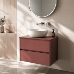 Balterley Chartley Contemporary Wall Hung 2 Drawer Vanity Unit With Laminate Worktop, 800mm, Smoked Red - thumbnail 4