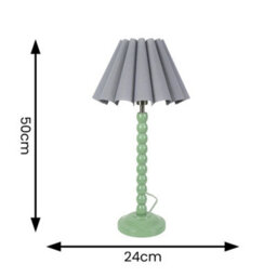 Valuelights Bobbins Sage Green Table Lamp With Grey Scallop Tapered Lamp Shade And Led Bulb - thumbnail 4