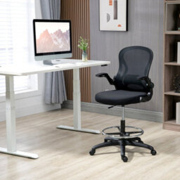 Vinsetto Draughtsman Chair Mesh Chair W/ Adjustable Footrest Ring, Black - thumbnail 1