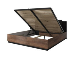 Arte Luxurious Storage: Sigma 32 Ottoman Bed Eu Super King W1860mm X H900mm X D2050mm In Oak Flagstaff & Black - thumbnail 1