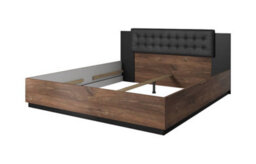 Arte Luxurious Storage: Sigma 32 Ottoman Bed Eu Super King W1860mm X H900mm X D2050mm In Oak Flagstaff & Black - thumbnail 2