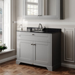 Hudson Reed Floor Standing Two Door Traditional Vanity Unit With 1 Tap Hole Black Marble Top & Basin In Storm Grey, 1020 X 470mm - thumbnail 4