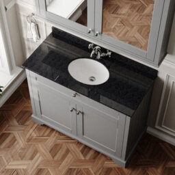 Hudson Reed Floor Standing Two Door Traditional Vanity Unit With 1 Tap Hole Black Marble Top & Basin In Storm Grey, 1020 X 470mm - thumbnail 3