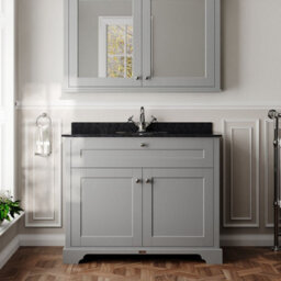 Hudson Reed Floor Standing Two Door Traditional Vanity Unit With 1 Tap Hole Black Marble Top & Basin In Storm Grey, 1020 X 470mm - thumbnail 2