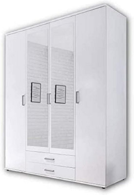 Arte Chic Karl 4-Door Wardrobe With Mirror W1592mm H1960mm D535mm - White Matt, Ample Storage, Contemporary Design - image 1