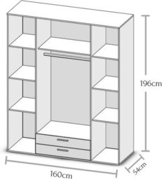 Arte Chic Karl 4-Door Wardrobe With Mirror W1592mm H1960mm D535mm - White Matt, Ample Storage, Contemporary Design - thumbnail 3