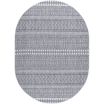 Livabliss Oval Eagean-Geometric Black White In- & Outdoor Rug 160 X 220 Cm Easy Care, Non Shedding - image 1
