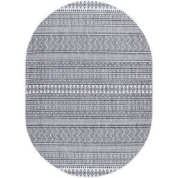 Livabliss Oval Eagean-Geometric Black White In- & Outdoor Rug 160 X 220 Cm Easy Care, Non Shedding - thumbnail 1