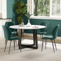 Dark Green Dining Chairs Set Of 4, Modern Style With Backs And Steel Legs - thumbnail 6