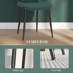 Dark Green Dining Chairs Set Of 4, Modern Style With Backs And Steel Legs - thumbnail 5