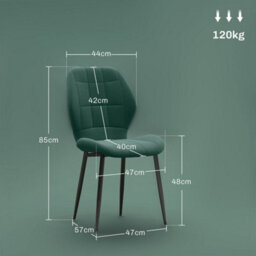 Dark Green Dining Chairs Set Of 4, Modern Style With Backs And Steel Legs - thumbnail 2