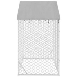 Berkfield Durable Outdoor Dog Kennel With Roof Silver 3X1.5X2.5 M Galvanised Steel - thumbnail 4