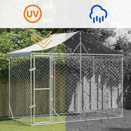 Berkfield Durable Outdoor Dog Kennel With Roof Silver 3X1.5X2.5 M Galvanised Steel - thumbnail 5