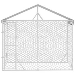 Berkfield Durable Outdoor Dog Kennel With Roof Silver 3X1.5X2.5 M Galvanised Steel - thumbnail 3