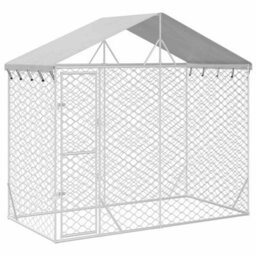 Berkfield Durable Outdoor Dog Kennel With Roof Silver 3X1.5X2.5 M Galvanised Steel