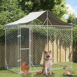 Berkfield Durable Outdoor Dog Kennel With Roof Silver 3X1.5X2.5 M Galvanised Steel - thumbnail 2