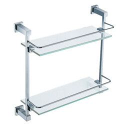 Nes Home Double Glass Bathroom Shelf Chrome