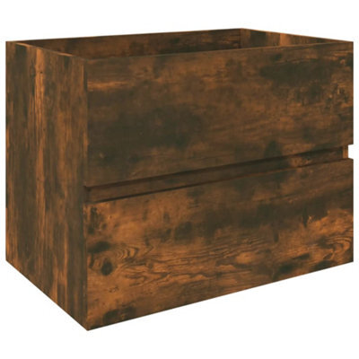 Berkfield Stylish Sink Cabinet Smoked Oak 60X38.5X45 Cm Engineered Wood