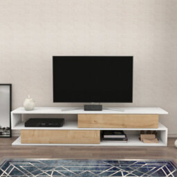 Decorotika Cortez Tv Stand Tv Unit For Tv's Up To 72 Inch White And Oak - thumbnail 3