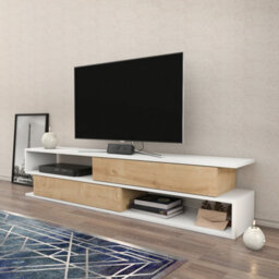 Decorotika Cortez Tv Stand Tv Unit For Tv's Up To 72 Inch White And Oak
